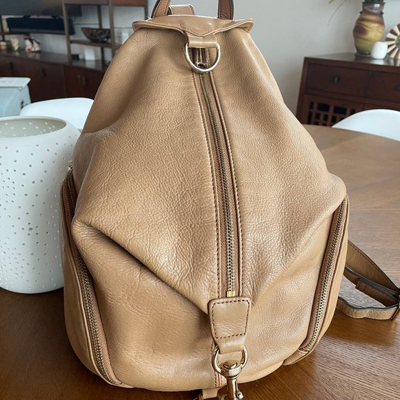 Rebecca Mincoff Julian Backpack - tan with gold hardware main image 3